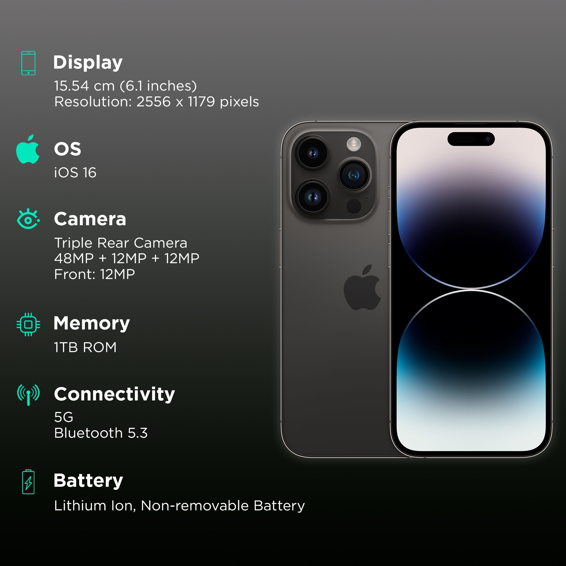 Buy Apple iPhone 14 Pro (1TB, Space Black) Online Croma